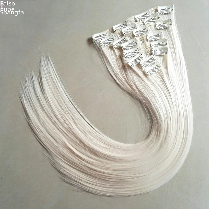 (Copy) Synthetic Hair Extensions Set - 16 Clips, Black Straight