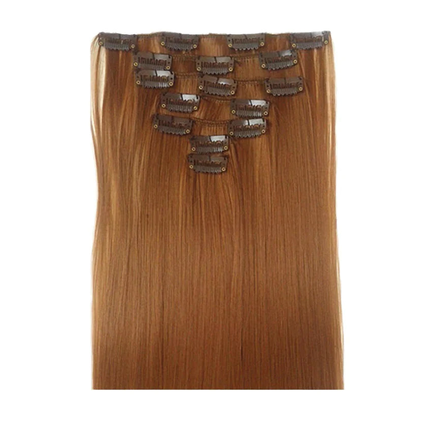 (Copy) Synthetic Hair Extensions Set - 16 Clips, Black Straight